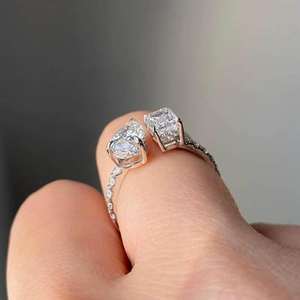 Stunning Pear and <b>Emerald</b> Cut Moissanite <b>Ring</b> 925 <b>Silver</b> Handmade Designer <b>Ring</b> Elegant Jewelry for Women Gift - Product Image 1