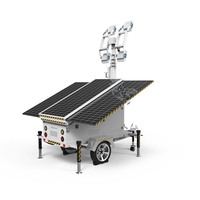 Tour d'éclairage mobile solaire LED sur remorque, hauteur de mât 7M, pour l'éclairage nocturne des sites de remise en état