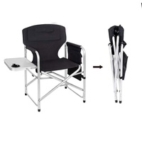 Chaise pliante de camping en aluminium léger avec dossier complet, personnalisable en gros, avec table latérale en aluminium et sac de rangement