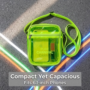 กระเป๋าสะพายข้าง PVC สีเขียวนีออนใส น้ำหนักเบา กันน้ำ ทรงสี่เหลี่ยมแนวตั้ง เหมาะสำหรับใส่เครื่องดนตรี - Product Image 5