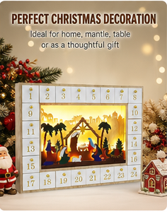 Unique Wooden Style Advent Calendar <b>Box</b> with Drawers LED Warm Light Rigid Cardboard <b>Empty</b> Mystery Blind <b>Box</b> <b>for</b> Surprise <b>Gift</b> - Product Image 2