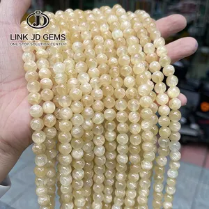 JD 4/6/8/10/12mm Dyed Color Yellow Gold Silk Jade Round Loose Spacer Beads For Jewelry Making Bracelet Necklace Accessories