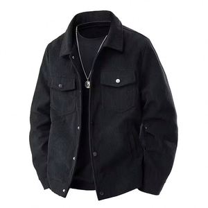 Blouson en velours côtelé uni pour homme avec revers – Manteau de travail décontracté polyvalent au style jeune et tendance - Product Image 5