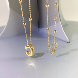 Gioielli raffinati Design carino 14K oro massiccio <span class=keywords><strong>lettera</strong></span> <span class=keywords><strong>C</strong></span> forma <span class=keywords><strong>collana</strong></span> d'oro regalo donna regalo personalizzato - Product Image 3