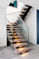 Rampe en verre/câble personnalisable avec conception de sécurité, en forme de I, pour escalier droit intérieur, marche en acier pour la décoration intérieure