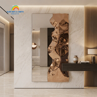 Sculpture d'art moderne, élégance contemporaine, miroir décoratif en métal pour l'intérieur, décoration murale haut de gamme pour villa, salle de bain