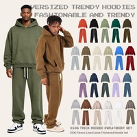 Ensemble de survêtement décontracté pour homme en molleton épais 350G 100% coton, comprenant un sweat à capuche oversize et un pantalon large, collection automne