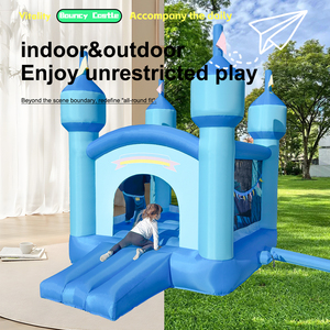 Château gonflable bleu écologique en tissu Oxford avec souffleur ETL pour 3-4 enfants, idéal pour fêtes intérieures et extérieures – Offre Spéciale - Product Image 5