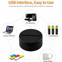 Base de Veilleuse 3D en Gros avec Télécommande Tactile, Base Arc-en-ciel DIY en Acrylique Créative, Base de Recharge USB