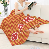 Couverture en flanelle personnalisée avec motif de lettres grecques de sororité, vente en gros, chaude et confortable, pour canapé, lit ou voiture