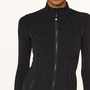 Women Knitted Canvas Yoga <b>Jacket</b> Stand Lightweight Wicking Long Sleeve Windproof Waterproof Breathable Running Gym <b>Workout</b> - Product Image 3