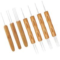 Aiguilles à crochet professionnelles avec manche en bambou pour accessoires de dreadlocks et extensions de dreadlocks au crochet