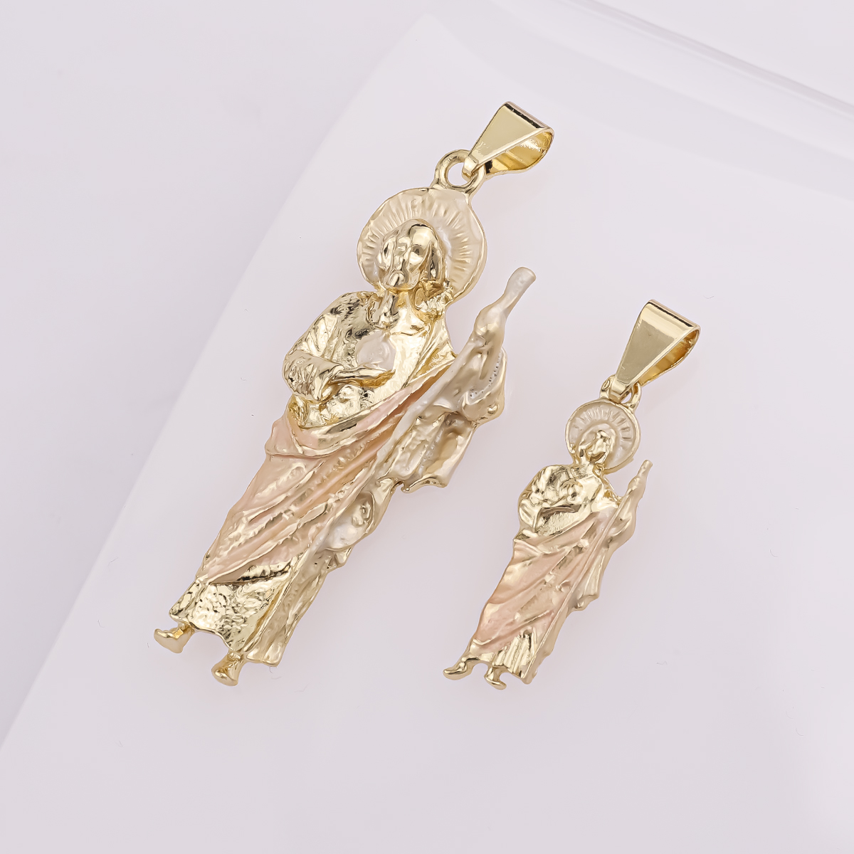 Религиозный трехтонный Сан-Джудас Tadeo Medalla & Cadena Oro Laminado Dije кулон ожерелье изящные золотые католические украшения