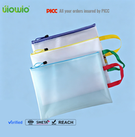 Organisateur de dossiers en PVC transparent personnalisé UIOWIO A4 A5 B5, sac à documents, fermeture éclair en maille, sac de classement imperméable pour les écoles et le bureau