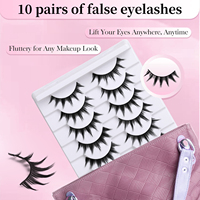 Lot de 10 paires de cils vaporeux à bandes en vrac, aspect naturel, faux cils en vison