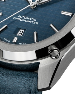 Montre mécanique pour homme OEM en acier inoxydable, étanche 10 bars, bracelet en cuir, boîtier de 22 mm de large, affichage à aiguilles - Product Image 2