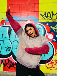 Vente en gros de sweats à capuche pour femmes, style vintage hip-hop streetwear, effet délavé, coton de haute qualité, color-block, support ODM - Product Image 3