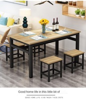 Ensemble table et chaises de salle à manger pour restaurant, cantine, snack-bar - 2 à 4 personnes, plateau rectangulaire, tabourets