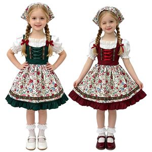 Robe bavaroise Dirndl à fleurs pour filles, ensemble en coton et fibre de bambou, costume d'Oktoberfest, été 2026 - Product Image 1