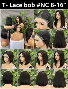 FH 13x1 T Lace Frontal Human Hair Straight Bob <b>Wigs</b> 8-16 inch Middile Part Human Hair Bob <b>Wig</b> - Product Image 5
