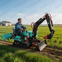 Tractor de cadenas de alta eficiencia de 35 HP con zanjadora y rastra para zanjas, equipo multifuncional para labranza agrícola