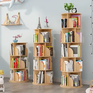 Yeni tasarım basit ev uzay tasarrufu yaratıcı depolama kitaplık döner etrafında çocuk döner kitaplık