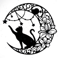 Lune noire et chat divination magique fleur tenture murale décoration murale en métal décor de divination magique