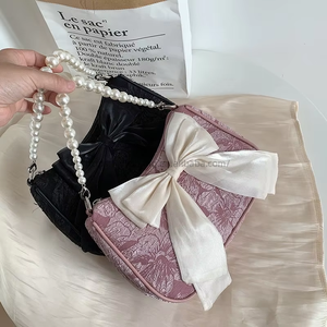 กระเป๋าพื้นผิวยอดนิยมกระเป๋าถือโบว์สีสดใสขนาดเล็กสำหรับผู้หญิงกระเป๋าสะพายไหล่สายเดียวกระเป๋าปาร์ตี้ปาร์ตี้วันที่ - Product Image 2