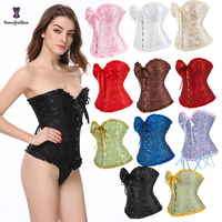 Corset gothique vintage en dentelle à baleines pour femme, gaine amincissante, bustier, body sculptant, grande taille