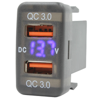 Cargador de Coche Compatible con Camry A77QC, 12-24V, 2 Puertos, Voltímetro con Pantalla de Voltaje, Doble Puerto USB QC3.0 para Toyota