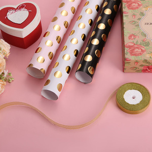 Polka Dot Hot Foil Stamping Gift Wrapping Paper Black White Pink Gold Wholesale for Qixi Festival Gift Boxes - Product Image 2