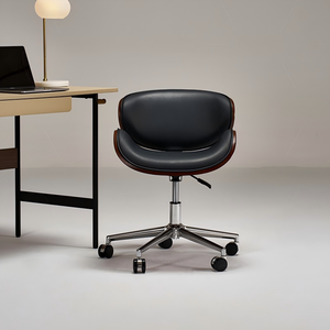 Modern Ergonomic Study Chair with Walnut Veneer & Soft Height <b>Adjustable</b> 360° Swivel <b>Desk</b> Chair - Product Image 4