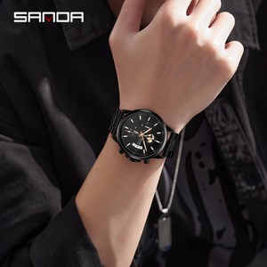 นาฬิกาควอตซ์ผู้ชาย Sanda 5015 ขายดี สายหนังและสายเหล็ก ดีไซน์ทันสมัย เหมาะสำหรับธุรกิจ หน้าปัดหกเข็ม กันน้ำ - Product Image 5