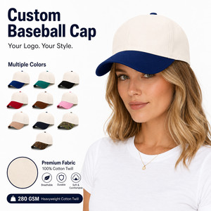 Custom Logo 6-Panel Baseball Cap Structured Fit Contrast Visor Premium Cotton Wholesale Adjustable Sun Hat Ivory Crimson - Product Image 1