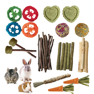 Juguete Masticable para Mascotas Pequeñas, Palitos de Madera de Manzana y Pasto Timothy para Conejos y Hámsteres - Product Image 2