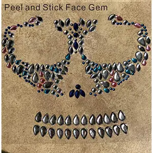 4 Pack Face Gems Jewels, Halloween Temporary Rhinestone Stickers, Day of The Dead Skull Tattoos, Crystals Body