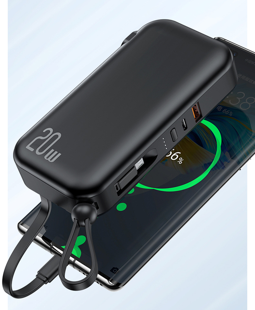 2022 Power Bank 10000mAh With 20W PD Fast Charging Power Bank 3 in 1 Wall Charger With Cables US EU Plug for iPhone Phone