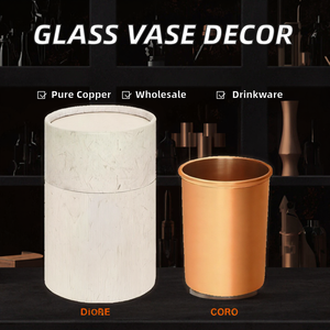 Ensemble de tasses à boire en cuivre finition mate artisanale avec emballage en carton cylindrique de qualité supérieure, élégant pour la décoration, terrarium pour plantes - Product Image 2