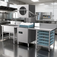 Lave-vaisselle commercial pour restaurant en acier inoxydable 304 certifié CE, haute efficacité, 60 paniers/heure, stérilisation automatique intelligente