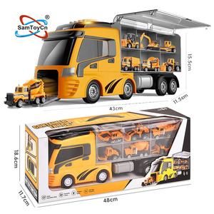 Camión <span class=keywords><strong>de</strong></span> <span class=keywords><strong>Bomberos</strong></span> <span class=keywords><strong>de</strong></span> Policía Militar <span class=keywords><strong>de</strong></span> Construcción <span class=keywords><strong>de</strong></span> Expulsión Samtoy, 6 Piezas, Modelo <span class=keywords><strong>de</strong></span> Metal Fundido a Presión, Camión Contenedor, Remolques, Juguete para Niños - Product Image 1