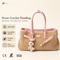 Sac fourre-tout ouvert de luxe en paille tressée pour femme, sac à main chic en patchwork de cuir PU, sac à bandoulière, logo personnalisé, faible MOQ