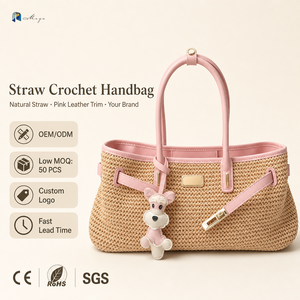 <span class=keywords><strong>Sac</strong></span> fourre-tout ouvert de luxe en paille tressée pour femme, <span class=keywords><strong>sac</strong></span> à main chic en patchwork de cuir PU, <span class=keywords><strong>sac</strong></span> à bandoulière, logo personnalisé, faible MOQ - Product Image 1