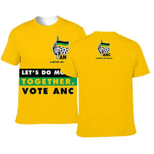 Suministro de fábrica Gahumi, gran oferta, camiseta de Sudáfrica, Campaña de impresión personalizada, camiseta de campaña electoral ANC de Sudáfrica - Product Image 3