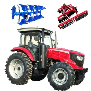 Tractor de cuatro ruedas de 80 HP con 20 pares de gradas de disco de 12 + 12 engranajes con cabina de aire acondicionado Plus, tracción en las cuatro ruedas