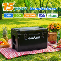 Glacière en plastique rotomoulé 35QT - Écologique, légère, étanche, avec sangle réglable, règle à poisson et ouvre-boîte pour la pêche et les activités de plein air