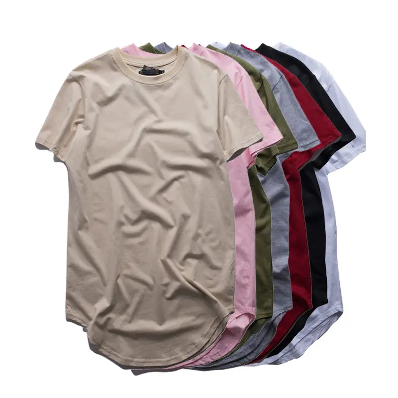 Оптовая продажа на заказ, одежда в стиле хип-хоп, мужские мягкие однотонные футболки из 100% хлопка, длинная футболка