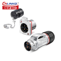 Cnlinko BD24 Conector de montaje en panel de metal Conector de alimentación IP68 resistente al agua industrial de 4 pines