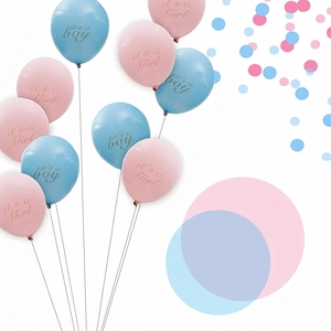 Kit Personalizzato per Rivelazione del Sesso del Bambino, Kit Biodegradabile con Sparapolvere e Cannone Spara Coriandoli con Arco di Palloncini - Product Image 5