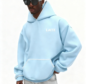 LTD-H1009 Hoodies Manufacturer Custom Print Embroidered Contrast Stitching Line Hoodies Men's Women's Oversized Hoodies