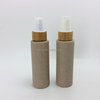 Flacon de shampooing en plastique biodégradable en paille de blé, auto-nettoyant, imprimé à l'écran, en PP, avec pompe pulvérisateur pour emballage cosmétique, 100 pièces